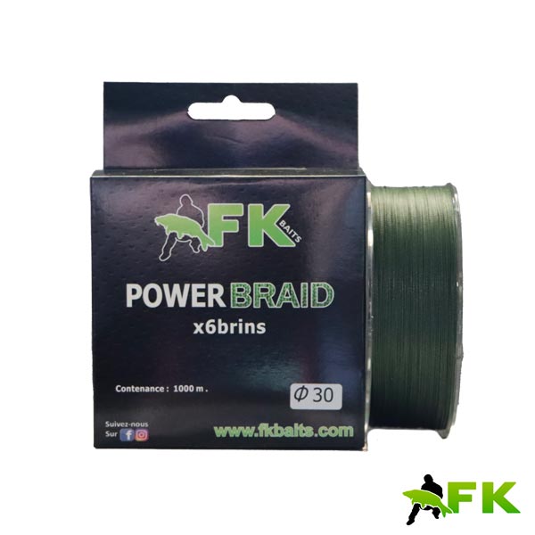 TRESSE 6 BRINS PÊCHE CARPE POWER BRAID FK BAITS
